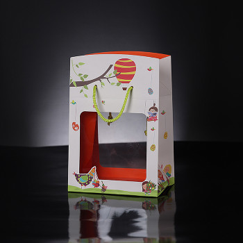 Glossy Paper Gift Bags With PET Window For Snacks